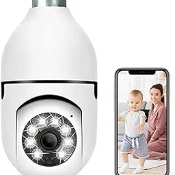 SECURINNOV Light Bulb Wireless IP WiFi,Bulb Camera 360 1080p WiFi Auto Rotation Fish Eye 360 Degree Panoramic Mini Lamp IR CCTV 1080p Home Security Light Wireless CCTV Camera (Light Bulb)-79