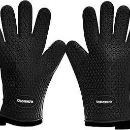 No.1 Set of Silicone Smoker Oven Gloves - Extreme Heat Resistant Washable Mitts for Safe Cooking Baking & Frying at The Kitchen,BBQ Pit & Grill. Superior Value Set + 3 Bonuses (Black)-image-10