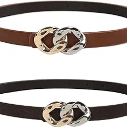 crusset Stylish PU Waist Belt for Women – Adjustable for Jeans, Dresses & Saree – Fashionable & Comfortable – White & Tan 15mm Width, Perfect for Casual & Formal Wear-picture-4