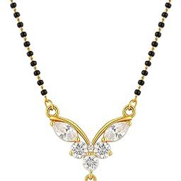 American Diamond Round Square Single and Multi Stone Gold Plated Mangalsutra for Women – 18 Inch Black Bead Chain with S-Hook Clasp-image-16