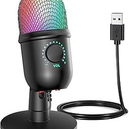 USB Microphone for PC, Mini Microphone Gaming Accessories with Gradient Rgb Light, Condenser PC Mic for Streaming, Recording, Chatting, Twitch, YouTube, macOS, Windows-image-78