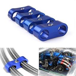 10AN Hose Separator Clamp, 4pcs Aluminum Fuel Line Mounting， Divider Hose， Fitting Adapter Fit for 5/8 Fuel Line, Oil Line, Brake Line, Water Pipe, and Gas Line, Blue-image-19