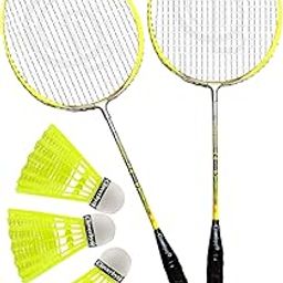 CLOVERBYTE Power Yellow Light Weight Racquet 1 Pair with Badminton Kit Shuttlecocks (3)-24