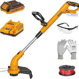 INGCO Cordless Grass Trimmer,Edging Function,No-Load Speed:8200rpm,Cutting Diameter:300mm,with Battery and Charger, with Safety Goggles and Gloves-picture-18
