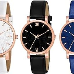 Analog Black White Blue Dial Combo Watch for Womens and Girls Pack of 3-picture-43
