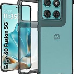 RIGGEAR Shockproof Clear Hybrid Airbag Armor Back Cover Case for Motorola Moto Edge 60 Fusion 5G (Clear-Black TPU Bumper with Transparent PC)-image-39