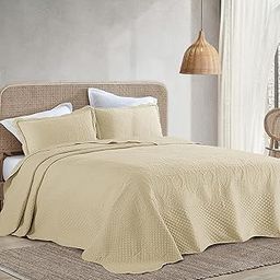 HOMBYS Oversized King Bedspreads 122x138, 3 Pieces Alaskan King Quilt Set, Lightweight, Soft & Extra Oversized Coverlet Bedding Set for All Seasons-image-60