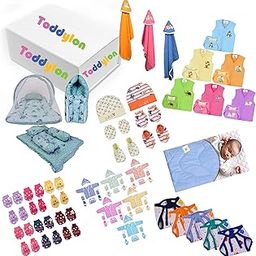Toddylon 76 in 1 New Born Baby Products All Essential Items Gift Combo | Baby Shower | Infants Grooming | Maternity Kit | Bedding & Clothing (0-6 Months) Green-image-57