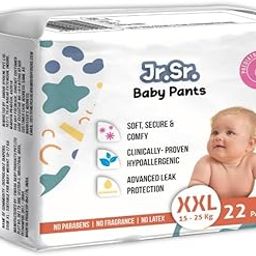 Jr. Sr. Baby Diaper Pants with Advanced Leak Protection | Soft & Comfortable | 15-25 Kg | Pack of 1 - XXL (22 Pieces)-22