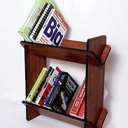 Small Space Saver Book Shelf Stand for Home Library, Living Room Decor and Office, Table Top Free Standing Organizer, Wooden Book Rack-21
