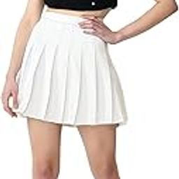 KLART Women Girl High Waist Pleated Tennis Skater Mini Skirt Skorts with Attached Lycra Shorts-image-13