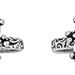 Dhrishya Black Stone Silver Oxidised Toe Rings for Women-image-23
