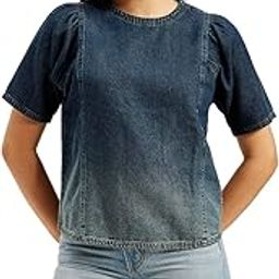 Women's Ombre Blue Round Neck Top-picture-12