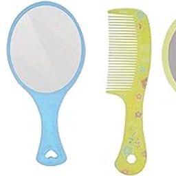 FEELHIGH Hand Mirror with Comb Set for Women and Girls Gift for Girls (Yellowblue)-picture-36