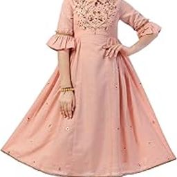 Mastrang Girls' Round Neck Ethnic Dress | Charming Frock for Festive Events, Parties & Casual Wear | Kid's Midi Length Outfit-image-27
