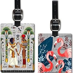 Lentikart 3D Lenticular Luggage Tag Set of 2 | Adventure Egypt Mummy Travel + Artistic Pink Flamingo | Luggage/Bag/Travel ID Label Tags for Suitcase & School Bags-7