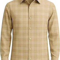 THE GOOD CLOTH Polycotton Shirt Fabric Material 2.5 Meter Length | Beige Checkered | Soft Lightweight Cloth for Men’s | Ideal for Tailoring, Casual & Office Wear | Unstitched Fabric-image-93