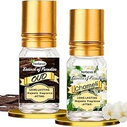 Oudh & Chameli Attar Combo | Natural Perfume Oil | Alcohol-Free Ittar/Itra | 6ml x 2 Roll-On Bottles | Long Lasting Unisex Fragrance-image-43