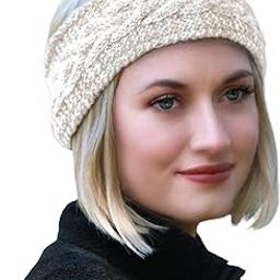 Head Band - 100% Handmade, Soft Nepal Wool - Support Moms in Ethical Fair Trade Business - Thick Extra Wide Winter & Summer Fabric Ear Warmers Headbands for Women - White Head Wrap-image-36