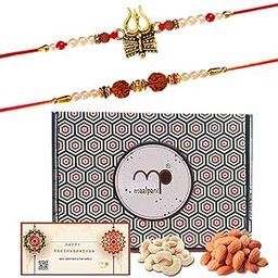 Maalpani Rakhi Gift Set of 2 Holy Rakhi - Dryfruits and Useful Box - Rakhi and Dry Fruit Hamper for Brother-image-31