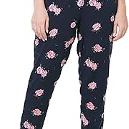Women's Floral Printed Navy Viscose Regular Fit Lounge Pant-picture-1