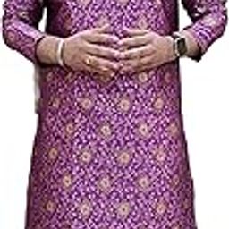 Men New Look Gold Plant Jacquard Kurta & Salwar Set (5 Multicolour)-image-55