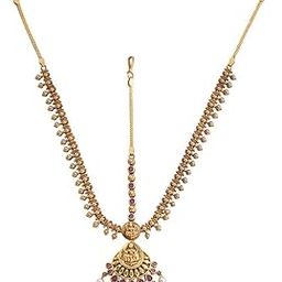 Fashion Jewellery Ruby Gold Plated Ethnic Antique Maang Tikka-1