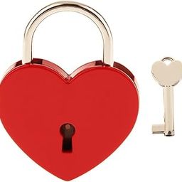 45mm Heart Shape Love Lock & Key Vintage Padlock Travel Locker Set - Red L-image-28