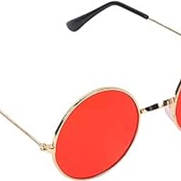 JUST-STYLE Gandhi Round Golden-Red UV Protection Sunglasses For Men & Women (Red Lens)-image-3