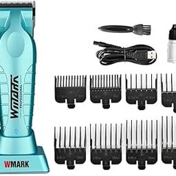 WMARK Men Ng-133 Professional Zero Gapped Hair Trimmer Precision 440C (9Cr18) Stainless Steel Fade Blade & Ceramic Moving Blade 8000 Rpm Dc Motor Charging Pod 8 Guide Comb Taper Lever 180 Min-24