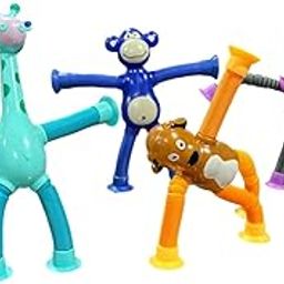 SANTALON Bendable Robot Figures, Flexible Robot, Telescopic Suction Cup Robot Toy, Pop Tubes, Fidget Tubes Sensory Toys for Girls Boys (Multicolor) (4 Pieces)-picture-26