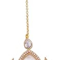 Kundan Elegance Maharani Pearl Maang Tika|Women Wedding Maang Tika|Gold Maang Tika For Women|Kundan|Gift For Her|Women Gifts|Gift For Valentine|Valentine Gifts|Raksha Bandhan Gifts|Gift For Sister-image-0