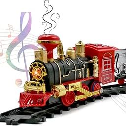 Vikrida Choo Choo Classical Train Track Set Toy Emits Real Smoke with Light and Sound Track Set for Kids Train Set with Track-image-49
