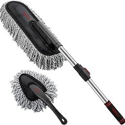 IDELLA Car Duster, Extendable Long Handle Microfiber Car Duster Exterior Scratch Free Car Cleaning Tool, Car Dust Brush for Truck,SUV, RV, Motorcycle, Vehicles Cleaning, (CAR Duster Combo)-image-4