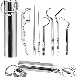 7-in-1 Stainless Steel Dental Cleaning Kit – Portable Oral Hygiene Tools with Toothpicks, Flossers, and Picks – Ideal for Braces, Travel, and Daily Use-14