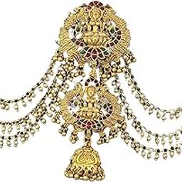 KGR Splash Heart & Peacock Short Jada Billai With GOlden Beads Maatil For HAir-image-3