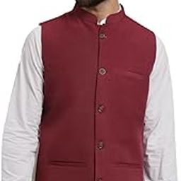 Men's Traditional Cotton Solid Nehru Jacket/Waistcoat -SADRI-DB-M-40-image-75