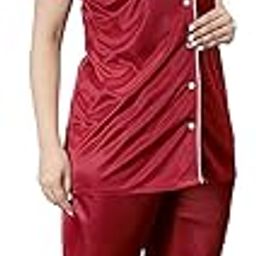 S.K.Collection Women's Satin Solid Night Suit Set Pack of 1-image-75