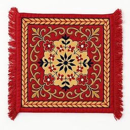 Prayer Mat for Daily Worship, Cotton, Maroon, 24 x 24 cm-image-58