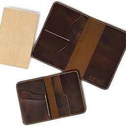 Rustique Leather Journal Cover for Field Notes With Card Holder and Pocket Notebook, for Moleskine Cahier, Handmade Vintage Leather Cover for 3.5" x 5.5" (Combo of 3) Brown-image-32