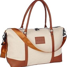 Canvas 43 Cm Travel Duffle Bag for Women with Luggage Trolly Sleeve, Lightweight Waterproof Luggage Bag Women Shoulder Bag (Brown, 43 x 14 x 33 Cm)-picture-25