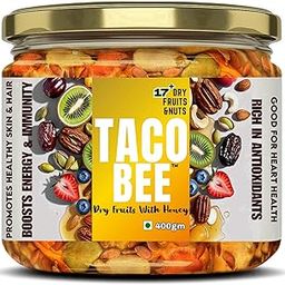 Taco Bee Dry Fruits With Honey | Mixed 17+ Dry Fruits, Nuts And Seed | Sweet And Crunchy | Rich In Antioxidants | Immunity & Energy Booster | Pure And Natural | Dry Fruits & Nuts Dipped In Organic Honey | Dry Fruits Mixed Honey | Lab Tested (400 Gm)-image-94