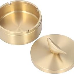 ELBME Gold Ashtray, Brass 4 Slots Windproof Widely Used Vintage Ashtray for Bar (S)-image-23