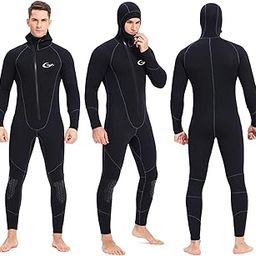 LICHTS 3mm Neoprene Wetsuit Hooded Diving Suit for Snorkeling Scuba Swim Fishing S-image-18