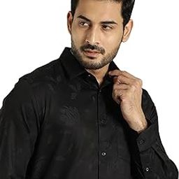 Men Self Design Black Shirt-image-50