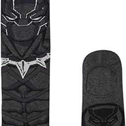 x Marvel Men's Character Crew & Loafer/invisible Sock for Men- THE LEGENDARY BLACK PANTHER (Pack of 2) (Free Size) D.Grey-image-15