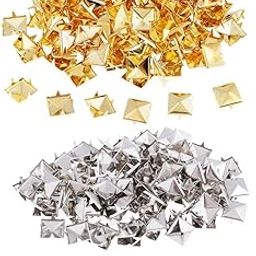 XOXOX 100Pcs 6mm Pyramid Studs Rivets Square Claw Nailhead for Leathercraft Silver-image-10