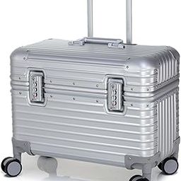 Luxe Aviator 100% Aluminum Hardside Spinner Luggage with Multi-Directional Wheels and Telescoping Handle (Silver)-image-1