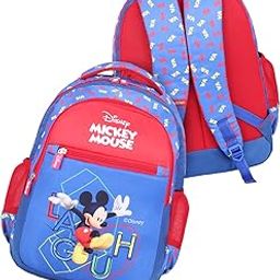 Premium Disney Mickey Mouse School Backpack for Kids|Printed School Bags for Boys/Girls|Tuition Bags for Kids|Waterproof Multi-Pocket Shoulder Backpacks|Birthday Gift| 16 Inches-Red & Blue-picture-32