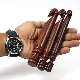3 Pieces Wooden Crochet Hooks, Large Wood Crochet Hook Size 15/20/25MM, Wooden Handle Yarn Hook with Ergonomic Soft Grip, Huge Crochet Hooks for Thick Blanket & Extra Bulky Yarn Projects-67